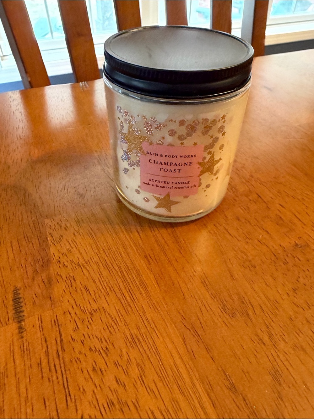 BBW Bath & Body Works Champagne Toast Sparkle Stars Glass 1 wick 7 oz Candle